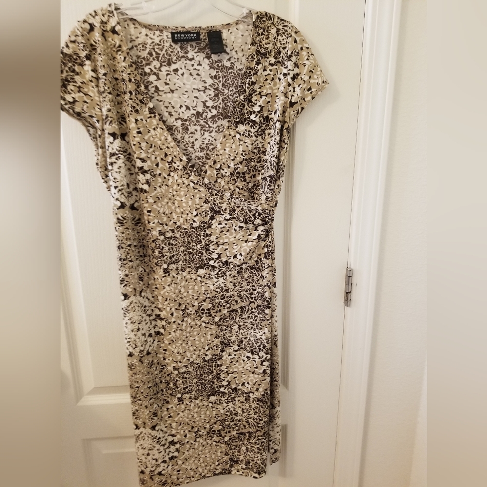 Taupe faux wrap dress, size M
